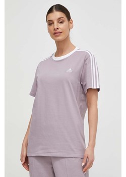 adidas t-shirt bawełniany damski kolor różowy IS1562 ze sklepu ANSWEAR.com w kategorii Bluzki damskie - zdjęcie 169329109