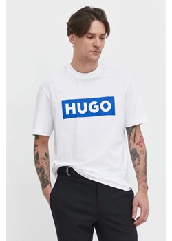 Hugo Blue t-shirt bawełniany męski kolor biały z nadrukiem 50522376 ze sklepu ANSWEAR.com w kategorii T-shirty męskie - zdjęcie 169329209
