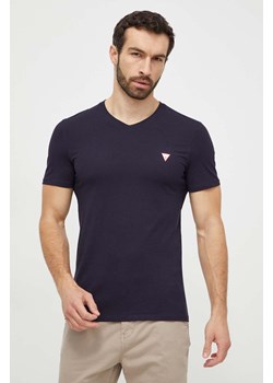 Guess t-shirt bawełniany męski kolor granatowy z nadrukiem M2YI37 I3Z14 ze sklepu ANSWEAR.com w kategorii T-shirty męskie - zdjęcie 169329258