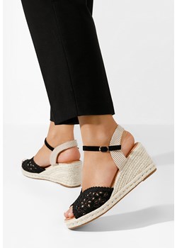Czarne sandały na koturnie Finana ze sklepu Zapatos w kategorii Sandały damskie - zdjęcie 169330379