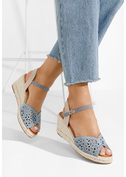 Niebieskie sandały na koturnie Finana ze sklepu Zapatos w kategorii Espadryle damskie - zdjęcie 169330386