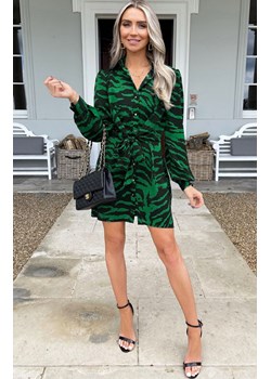 Koszulowa sukienka mini zapinana na guziki DA1684, Kolor zielono-czarny, Rozmiar L, AX Paris ze sklepu Primodo w kategorii Sukienki - zdjęcie 169335628