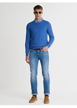 Sweter męski o teksturalnym splocie bawełniany niebieski Reylon 401 ze sklepu Big Star w kategorii Swetry męskie - zdjęcie 169336797