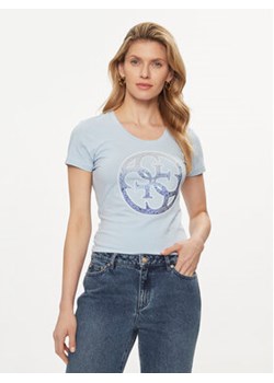 Guess T-Shirt Logo W4GI29 J1314 Niebieski Slim Fit ze sklepu MODIVO w kategorii Bluzki damskie - zdjęcie 169340919