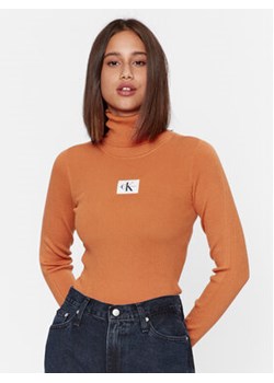 Calvin Klein Jeans Golf J20J221688 Pomarańczowy Slim Fit ze sklepu MODIVO w kategorii Swetry damskie - zdjęcie 169341206