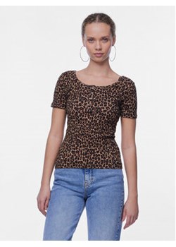 Pieces T-Shirt Kitte 17148392 Brązowy Slim Fit ze sklepu MODIVO w kategorii Bluzki damskie - zdjęcie 169341566