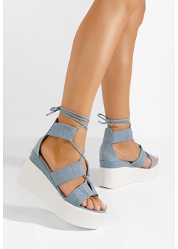Niebieskie sandały na platformie Vilela ze sklepu Zapatos w kategorii Sandały damskie - zdjęcie 169344555