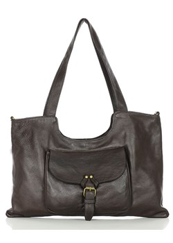 Torebka shopperka skórzana miejska retro bag - MARCO MAZZINI ciemny brąz ze sklepu Verostilo w kategorii Torby Shopper bag - zdjęcie 169369847