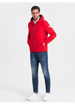 Męska kurtka z polarowym środkiem SOFTSHELL- czerwony V6 OM-JANP-0137 ze sklepu ombre w kategorii Kurtki męskie - zdjęcie 169374205