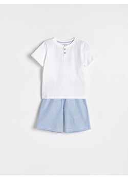 Reserved - Bawełniana piżama z szortami - biały ze sklepu Reserved w kategorii Piżamy dziecięce - zdjęcie 169389015