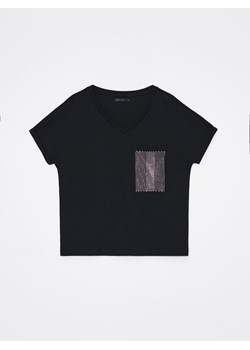 Mohito - Czarny t-shirt - czarny ze sklepu Mohito w kategorii Bluzki damskie - zdjęcie 169393629