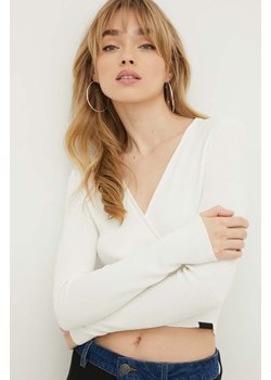 HUGO bluzka damska kolor biały gładka 50507963 ze sklepu ANSWEAR.com w kategorii Bluzki damskie - zdjęcie 169396258