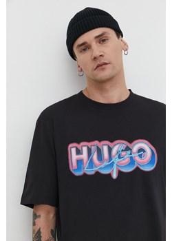 Hugo Blue t-shirt bawełniany męski kolor czarny z nadrukiem 50515278 ze sklepu ANSWEAR.com w kategorii T-shirty męskie - zdjęcie 169396496