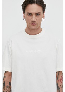 Abercrombie &amp; Fitch t-shirt bawełniany męski kolor beżowy gładki ze sklepu ANSWEAR.com w kategorii T-shirty męskie - zdjęcie 169396506