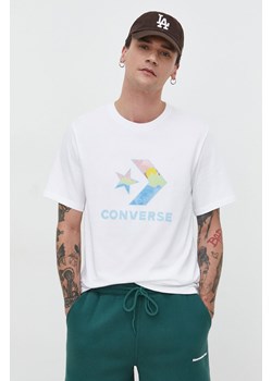 Converse t-shirt bawełniany męski kolor beżowy z nadrukiem ze sklepu ANSWEAR.com w kategorii T-shirty męskie - zdjęcie 169396525