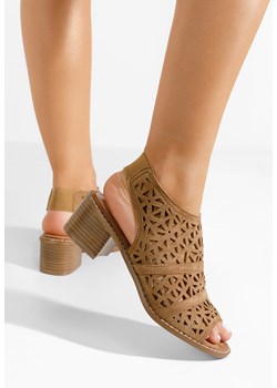 Khaki sandały na słupku Elisele ze sklepu Zapatos w kategorii Sandały damskie - zdjęcie 169406757