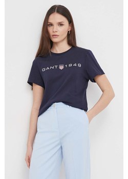 Gant t-shirt bawełniany damski kolor granatowy ze sklepu ANSWEAR.com w kategorii Bluzki damskie - zdjęcie 169407355