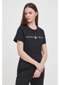 Gant t-shirt bawełniany damski kolor czarny ze sklepu ANSWEAR.com w kategorii Bluzki damskie - zdjęcie 169407365