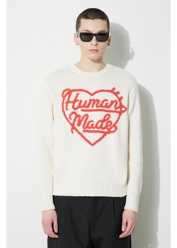 Human Made sweter wełniany Low Gauge Knit Sweater męski kolor beżowy  HM27CS038 ze sklepu PRM w kategorii Swetry męskie - zdjęcie 169412667