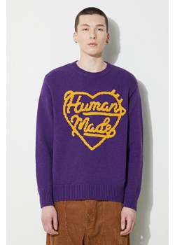 Human Made sweter wełniany Low Gauge Knit Sweater męski kolor fioletowy  HM27CS038 ze sklepu PRM w kategorii Swetry męskie - zdjęcie 169412669