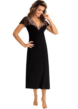 Długa koszulka nocna damska czarna Adele, Kolor czarny, Rozmiar S, Donna ze sklepu Primodo w kategorii Koszule nocne - zdjęcie 169414268