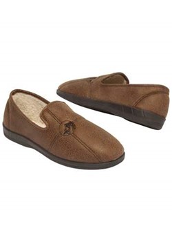 Kapcie ze sztucznego zamszu z kożuszkiem sherpa - id: 15914351 - marki Atlas For Men - 169419077 Kapcie ze sztucznego zamszu z kożuszkiem sherpa ze sklepu Atlas For Men w kategorii Kapcie męskie - zdjęcie 169419077