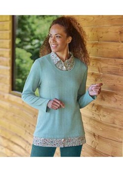 Sweter 2 w 1 z cienkiej dzianiny i wstawką imitującą koszulę ze sklepu Atlas For Men w kategorii Bluzki damskie - zdjęcie 169419098