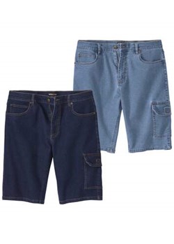 Zestaw 2 par jeansowych bermudów-bojówek ze stretchem ze sklepu Atlas For Men w kategorii Spodenki męskie - zdjęcie 169419119