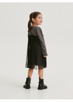 Reserved - Sukienka z tiulowym dołem - ciemnoszary ze sklepu Reserved w kategorii Sukienki niemowlęce - zdjęcie 169419835