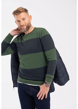 Zielony sweter w paski S-CLAUD ze sklepu Volcano.pl w kategorii Bluzy męskie - zdjęcie 169422248