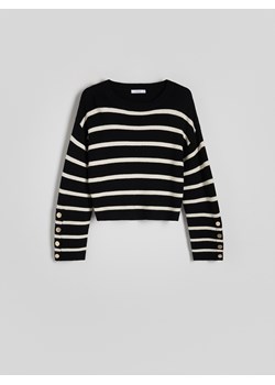 Reserved - Sweter w paski - czarny ze sklepu Reserved w kategorii Swetry damskie - zdjęcie 169424495
