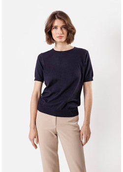 Granatowa bluzka z dodatkiem kaszmiru ze sklepu Molton w kategorii Bluzki damskie - zdjęcie 169424777