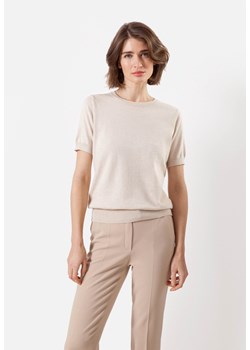 Beżowa bluzka z dodatkiem kaszmiru ze sklepu Molton w kategorii Bluzki damskie - zdjęcie 169424789