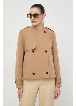 BOSS kurtka damska kolor beżowy przejściowa ze sklepu ANSWEAR.com w kategorii Kurtki damskie - zdjęcie 169426419
