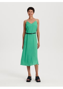Reserved - Sukienka midi z paskiem - turkusowy ze sklepu Reserved w kategorii Sukienki - zdjęcie 169428379
