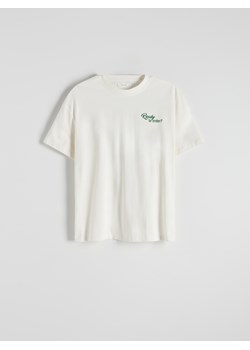 Reserved - T-shirt z nadrukiem na plecach - złamana biel ze sklepu Reserved w kategorii Bluzki damskie - zdjęcie 169429218