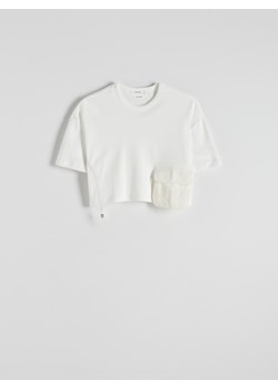 Reserved - T-shirt z kieszenią - złamana biel ze sklepu Reserved w kategorii Bluzki damskie - zdjęcie 169429245