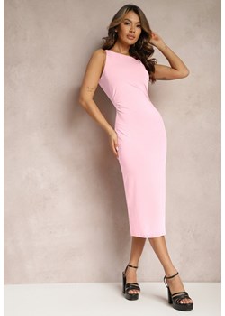 Różowa Midi Sukienka Taliowana na Ramiączkach z Marszczeniami Ailear ze sklepu Renee odzież w kategorii Sukienki - zdjęcie 169431299