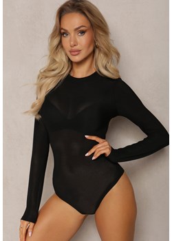 Czarne Casualowe Body Dzianinowe z Długimi Rękawami Pavine ze sklepu Renee odzież w kategorii Bluzki damskie - zdjęcie 169431305