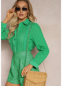 Zielona Koszula z Haftowanej Tkaniny w Stylu Boho Perphone ze sklepu Renee odzież w kategorii Koszule damskie - zdjęcie 169431787