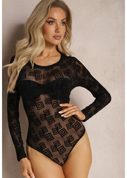 Czarne Body z Siateczki w Geometryczny Print Loreali ze sklepu Renee odzież w kategorii Bluzki damskie - zdjęcie 169431815
