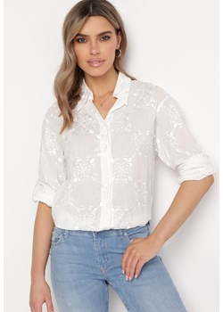 Biała Bawełniana Koszula z Ozdobnym Haftem Svietlia ze sklepu Born2be Odzież w kategorii Koszule damskie - zdjęcie 169431919