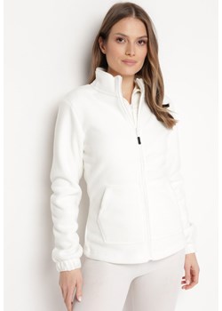 Biała Bluza z Polarem i Kołnierzem oraz Suwakiem Oxerda ze sklepu Born2be Odzież w kategorii Bluzy damskie - zdjęcie 169432296