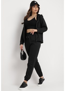 Czarny Klasyczny Komplet Dresowy z Bluzą z Kapturem i Prostymi Spodniami Neiba ze sklepu Born2be Odzież w kategorii Dresy damskie - zdjęcie 169432369