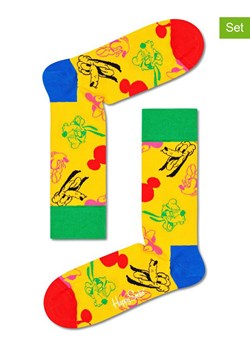 Happy Socks Skarpety (2 pary) &quot;All Smiles Sock&quot; w kolorze żółtym ze wzorem ze sklepu Limango Polska w kategorii Skarpetki damskie - zdjęcie 169437698