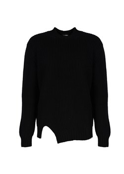 Les Hommes Sweter | LHK108 647U | Round Neck Asymetric Sweater | Mężczyzna | Czarny ze sklepu ubierzsie.com w kategorii Swetry damskie - zdjęcie 169441217