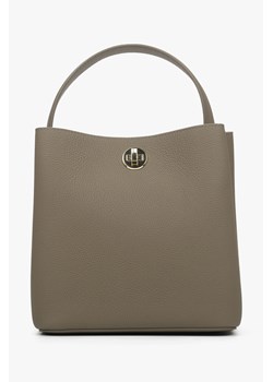 Estro: Szarobrązowa torebka damska do ręki ze skóry naturalnej ze sklepu Estro w kategorii Torby Shopper bag - zdjęcie 169442618