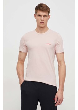HUGO t-shirt bawełniany 3 - pack 3-pack męski kolor różowy z nadrukiem 50480088 ze sklepu ANSWEAR.com w kategorii T-shirty męskie - zdjęcie 169442735