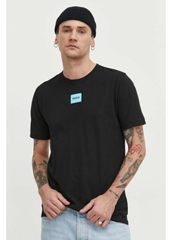 HUGO t-shirt bawełniany męski kolor czarny z aplikacją 50447978 ze sklepu ANSWEAR.com w kategorii T-shirty męskie - zdjęcie 169442789