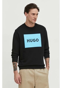 HUGO bluza bawełniana męska kolor czarny z nadrukiem 50467944 ze sklepu ANSWEAR.com w kategorii Bluzy męskie - zdjęcie 169442799